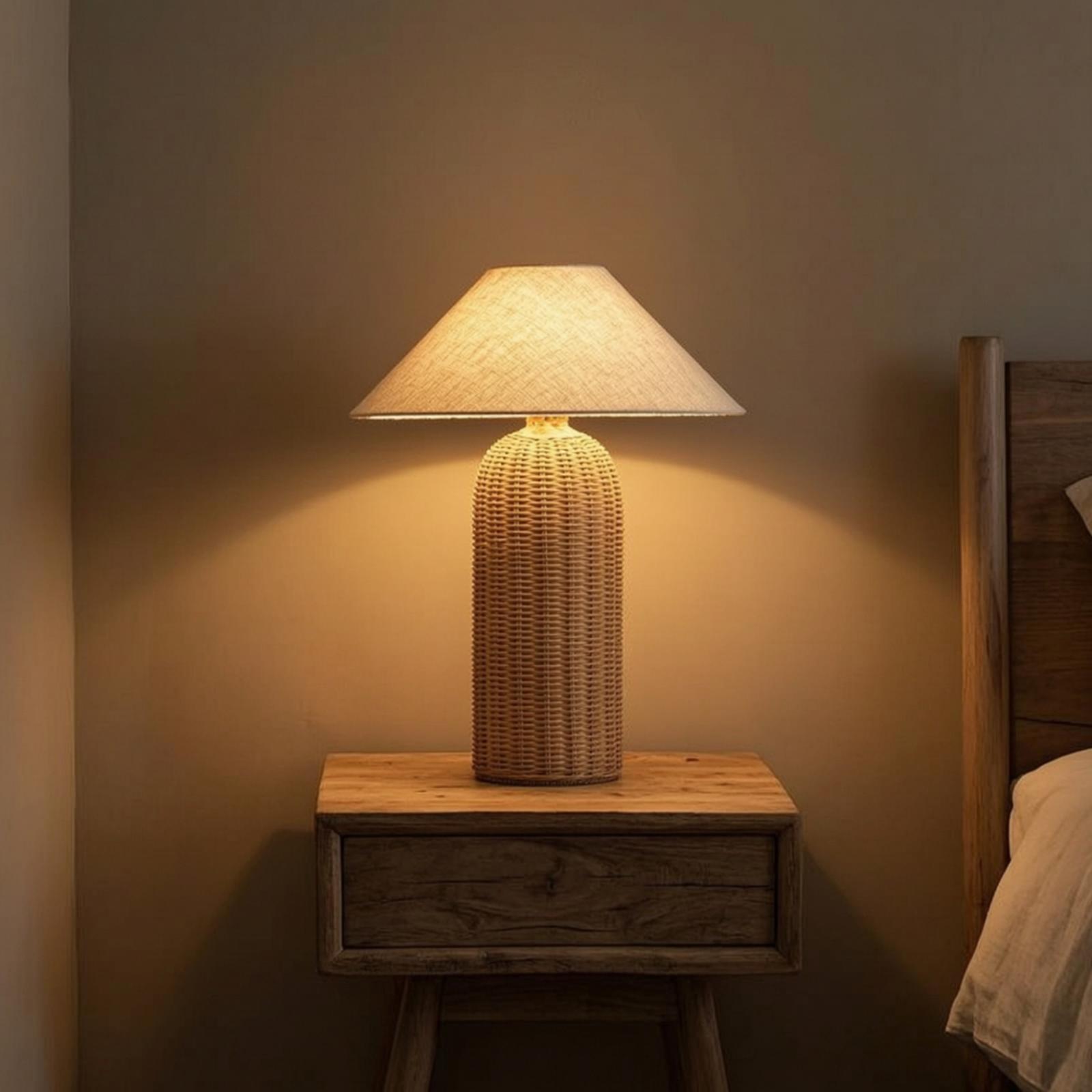 Nachttischlampe mit Rattanfuß  – Lighting Decor Bedroom Bewertung und Preis